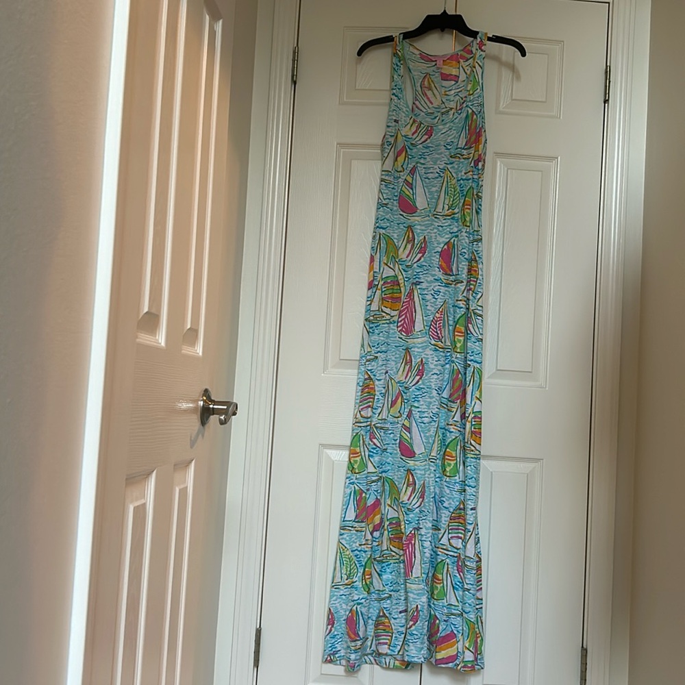 Lilly Pulitzer Maxi Dress Size M Treena You Gotta Regatta Sailboat Beach Resort